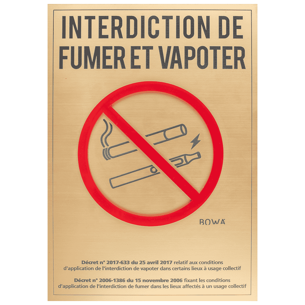 panneau signalétique incendie interdiction de fumer et vapoter
